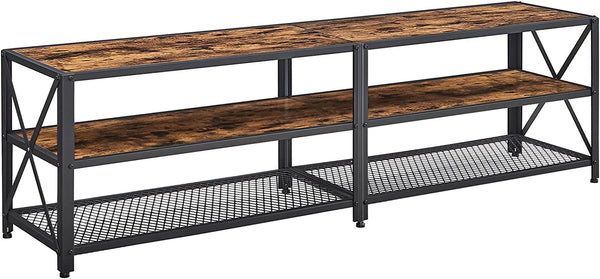 TV-meubel - Lowboard - Met planken - Stalen frame -  Bruin-zwart