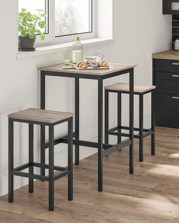 Bartafel - Statafel - keukentafel - Met stalen frame - 60 x 60 x 92 cm - industrieel design - Zwart Bruin