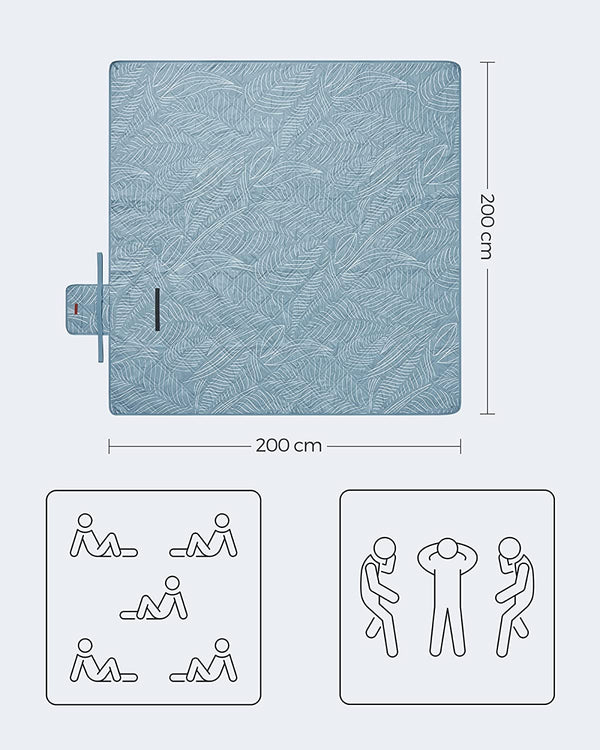 Picknickdeken - Campingdeken - Met 4 grondankers - Waterdicht -  200 x 200 cm - Blauw