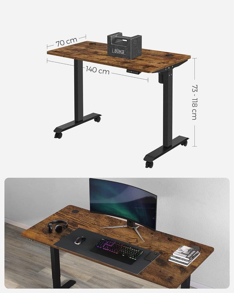 Zit sta bureau - Computertafel - In hoogte verstelbaar - Met wielen - Bureau