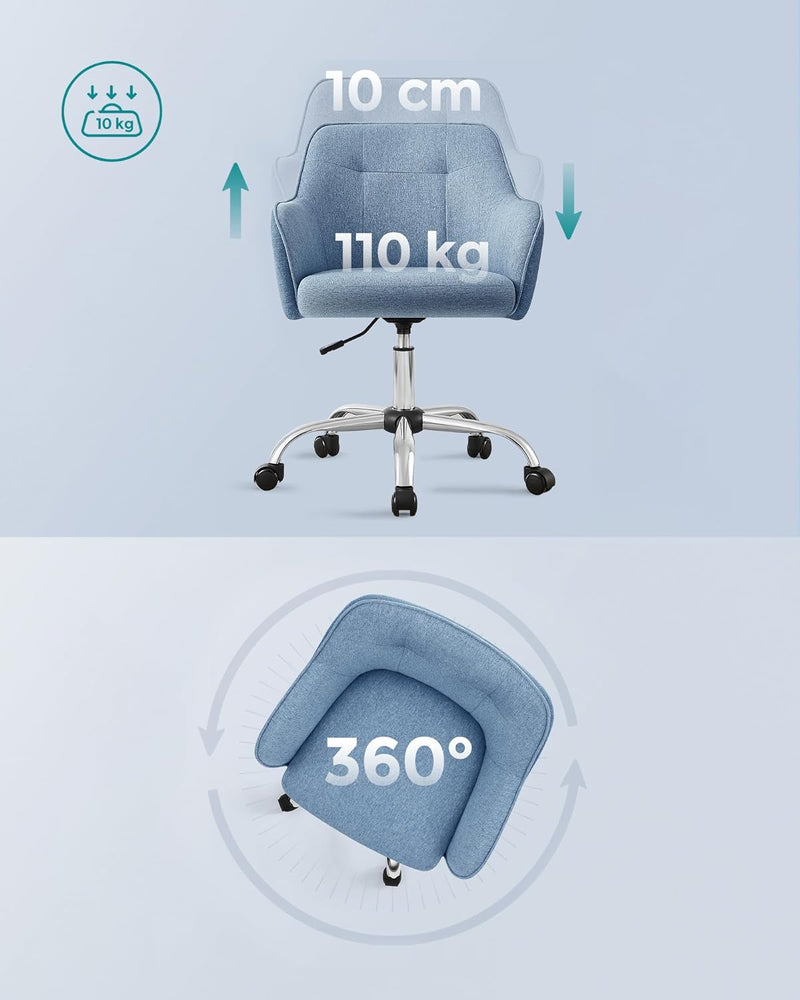 Bureaustoel - Computerstoel - In hoogte verstelbaar - Blauw