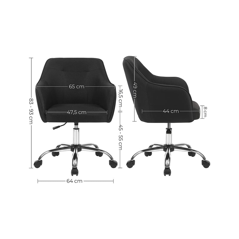 Bureaustoel - Computerstoel - In hoogte verstelbaar - Zwart