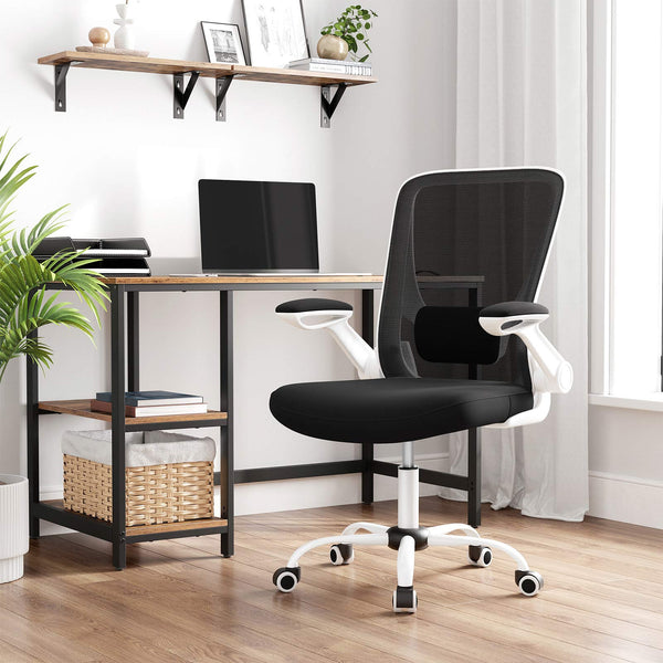 Bureaustoel - Computerstoel - Met opklapbare armleuningen - Verstelbare rugsteun - Zwart wit