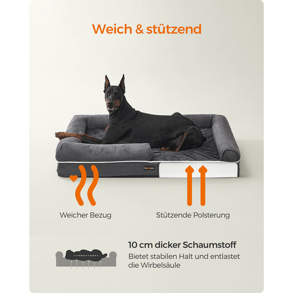 Orthopedisch hondenbed - Hondenmand - Met verhoogde rand - 120 x 85 x 25 cm - Zwart