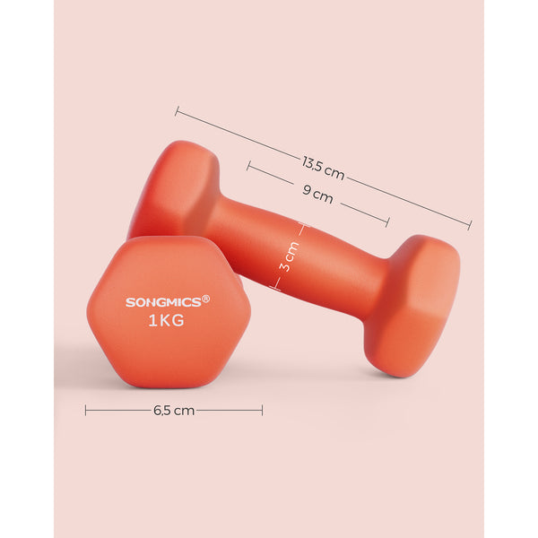 Halters - 2 Gewichten van 1 kg - Halter set - Oranje