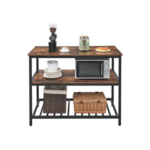 Keukenplank - Met 3 planken - Metalen frame - 120 x 60 x 90 cm