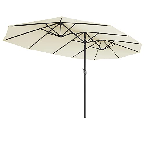 Dubbele parasol - Extra grote parasol - Met zwengel - 460 x 270 cm - Beige