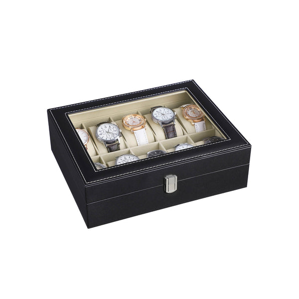 horlogebox - Horlogekast - Met galzen deksel - Voor 10 horloges