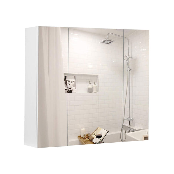 Spiegelkast - Badkamerkast - 2 planken - Met spiegel - Ophangbaar - Wit