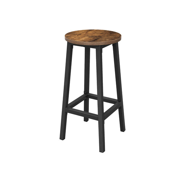 Barkruk - Set van 2 - Barstoelen - Keukenstoelen - Met stevig stalen frame - Vintage bruin - Zwart