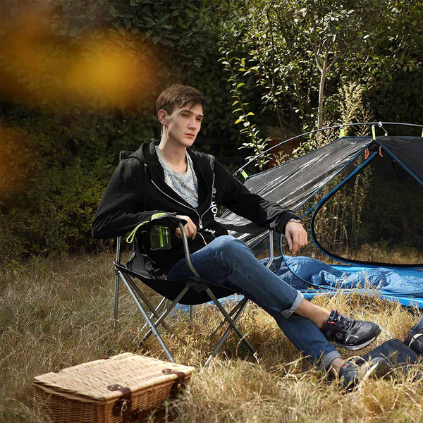 Campingstoelen - Strandstoelen - Set van 2 - Opvouwbare klapstoelen - Belastbaar tot 150 kg - Zwart