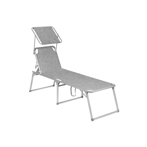 Grote zonneligstoel – Ligstoel - Ligbed - Inklapbaar - 65 x 200 x 48 cm - Max. belastbaarheid 150 kg - Grijs