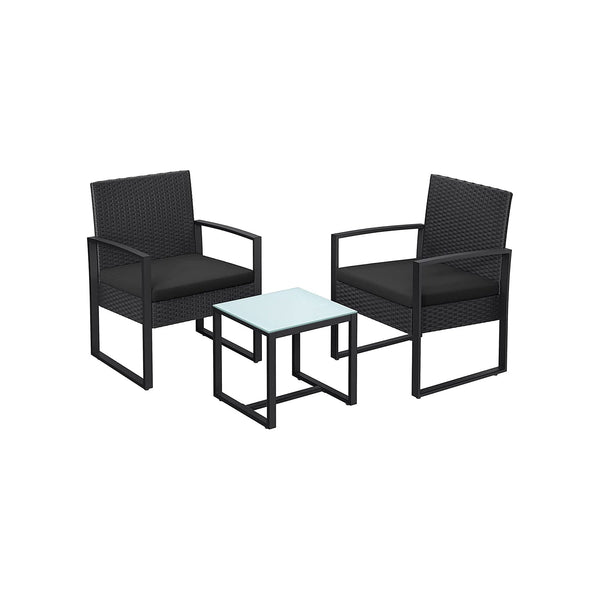 Balkonstoelen - Tuinset - Met tafel - Lounge set - Zwart
