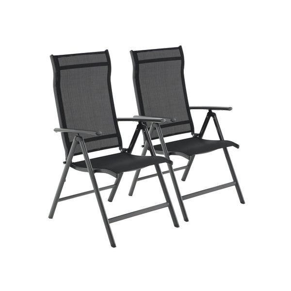Tuinstoelen - Buitenstoelen - klapstoelen - aluminium frame - Rugleuning verstelbaar - Zwart