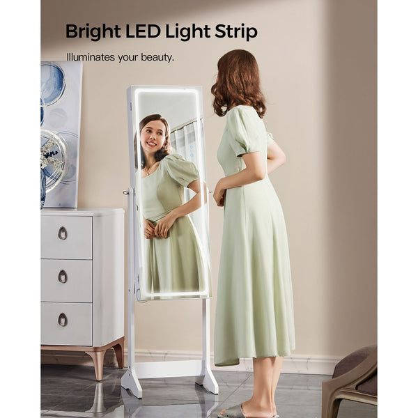 Sieradenkast - Spiegelkast met ledverlichting - Instelbare kleur en helderheid - Wit