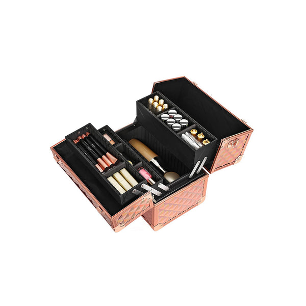 Beautycase - Make-up koffer - Opbergruimte voor make-up - Organizer - Metallic rosé