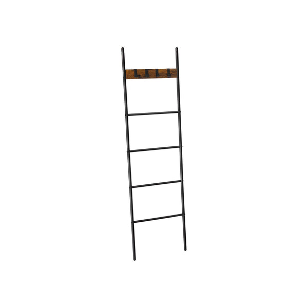 Handdoekrek - Ladderrek - Aanleunrek - Met 5 niveaus - 44 x 160 cm - Metalen frame - Bruin Zwart