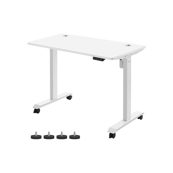 Zit sta bureau - Computertafel - In hoogte verstelbaar - Met wielen - Wit