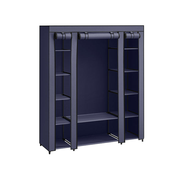 Kledingkast - Opvouwbare kast - Met kledingstang - Metalen frame - Stoffen buitenkant - Blauw