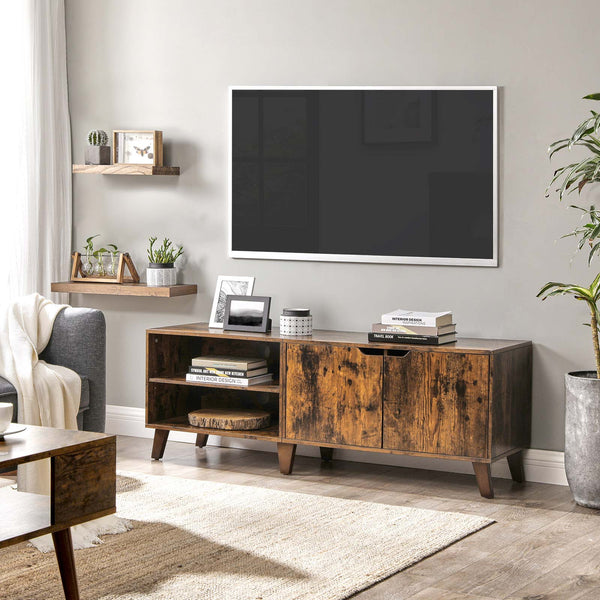 Tv-meubel - Tv-tafel - Met 2 deuren - Tv-kast - Met verstelbare planken - Voor woonkamer - Bruin