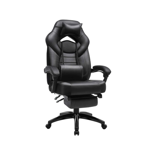 Gamestoel - Bureaustoel - Gamingchair - Met voetsteun en hoofdsteun - Zwart