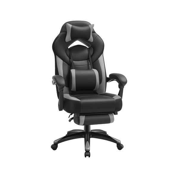 Gamestoel - Bureaustoel - Computerstoel - Gamingstoel - Met voetsteun - Met rugsteun - Zwart-grijs