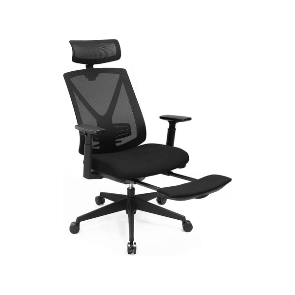 Bureaustoel - Computerstoel - Game stoel - Met voetensteun - Met hoofdsteun - Zwart