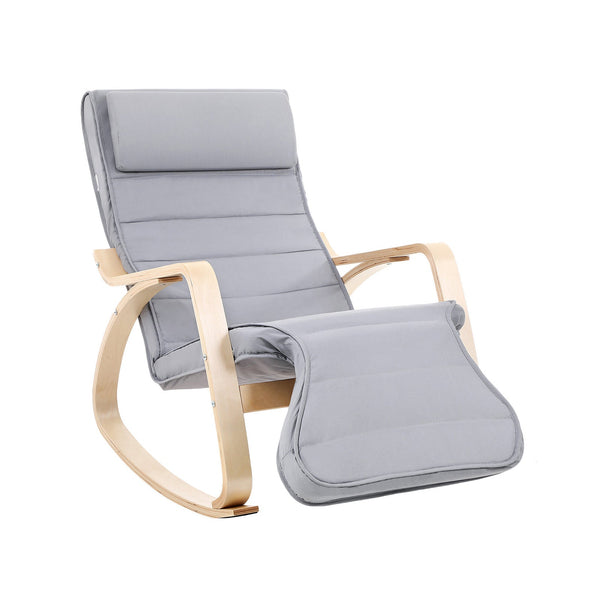 Relaxstoel - Schommelstoel - Met voetsteun - draagvermogen 150 kg - Lichtgrijs