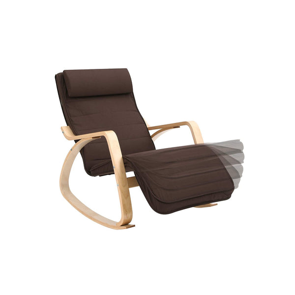 Schommelstoel - Relaxstoel - Met verstelbare voetsteun -  Draagvermogen tot 150 kg - Bruin
