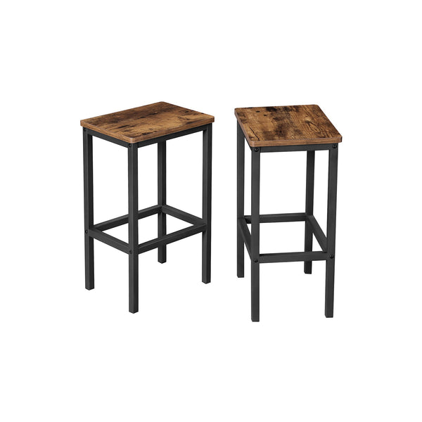 Barkrukken - Hoge eetkamerstoelen - Set van 2 - Industriële stijl - Bruin en Zwart