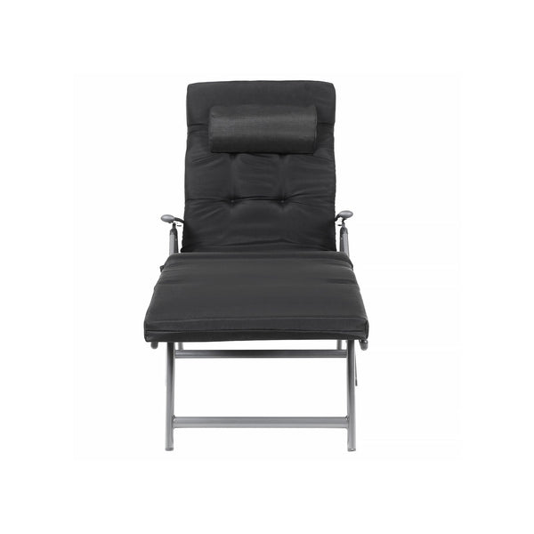 Ligstoel - Opvouwbaar - Loungestoel - Afneembaar kussen - Van roestvrij aluminium - Zwart