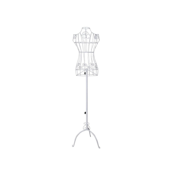 Metalen etalagepop - Vrouwelijke buste -  Kleermakersborst - 114-170 cm - In hoogte verstelbaar - Vintage - Wit