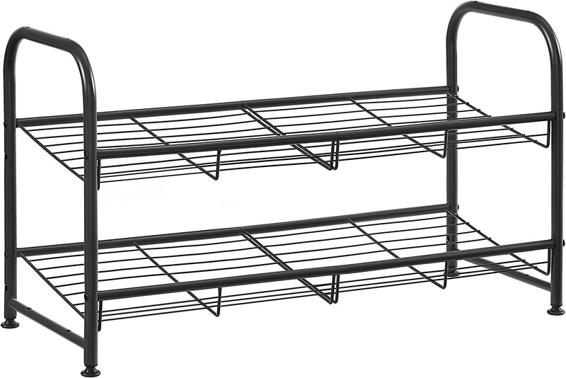 Schoenenrek - Met 2 legplanken - Stapelbare schoenenopberger - Voor maximaal 8 paar schoenen - Van staal - Zwart