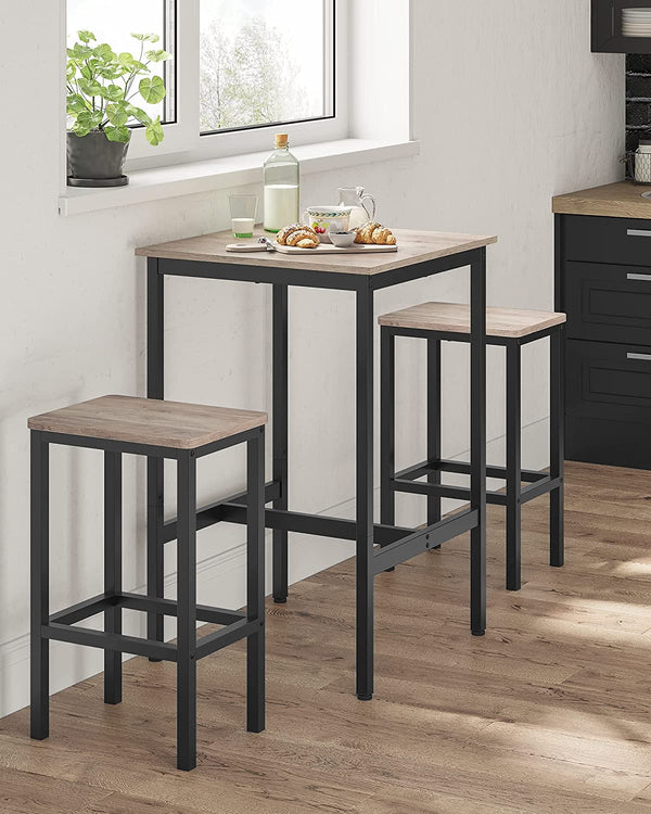 Tableau de bar - Table debout - table de cuisine - avec cadre en acier - 60 x 60 x 92 cm - Design industriel - Brun noir