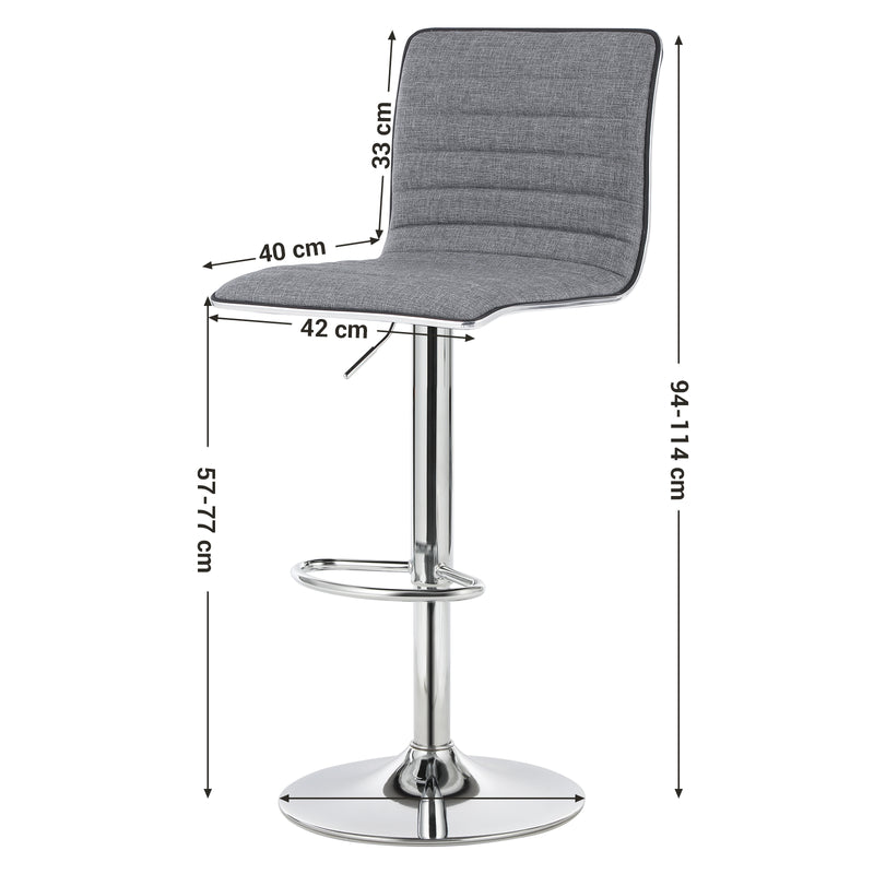 Barkrukken - Hoge stoelen - Set van 2 - Met rugleuning - Grijs