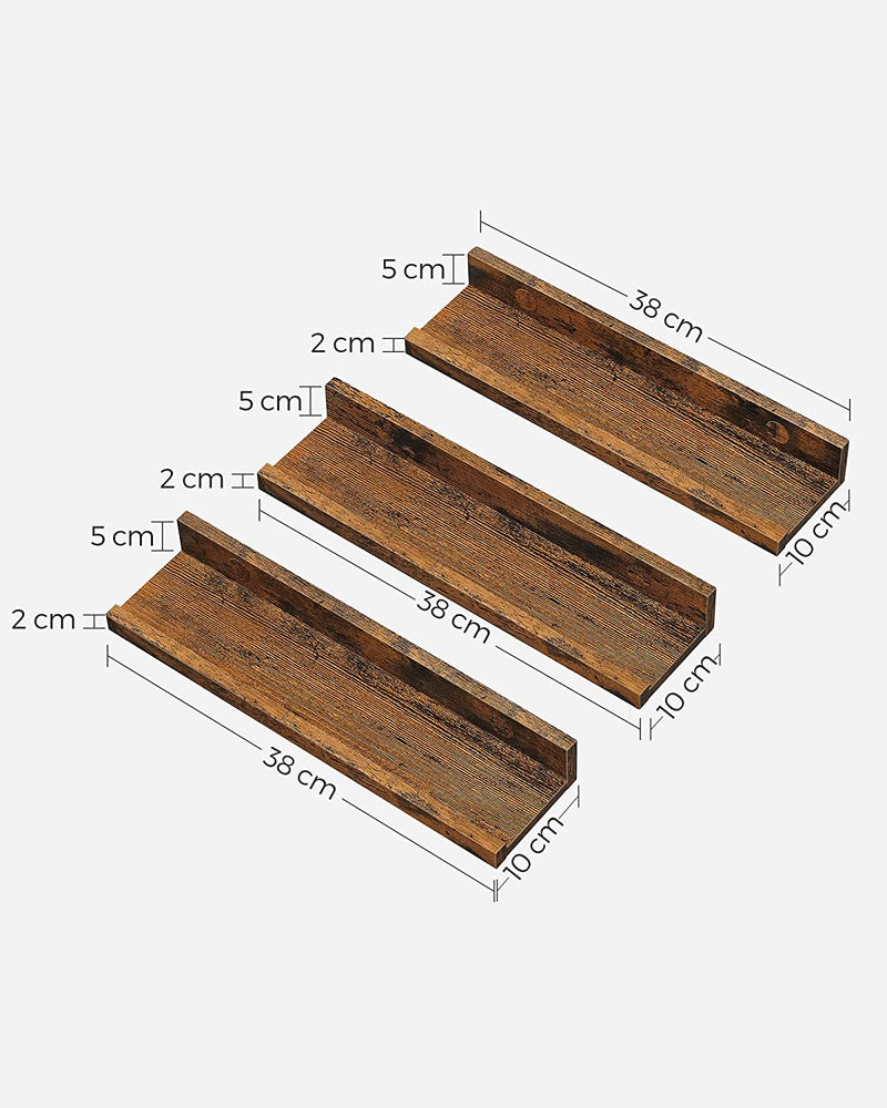 Wandplank - Set van 3 - Zwevende planken - Bruin