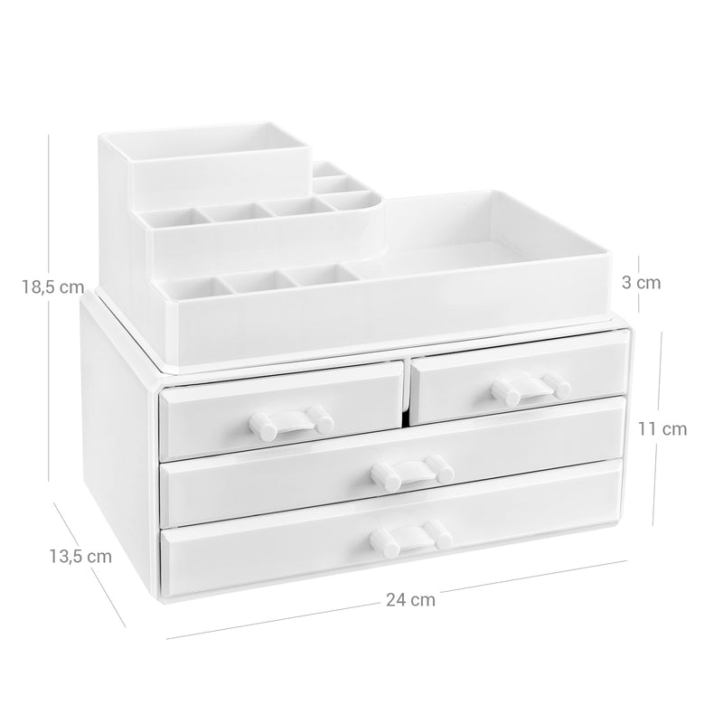 Organisateur de Make -Up - avec 4 tiroirs - blanc