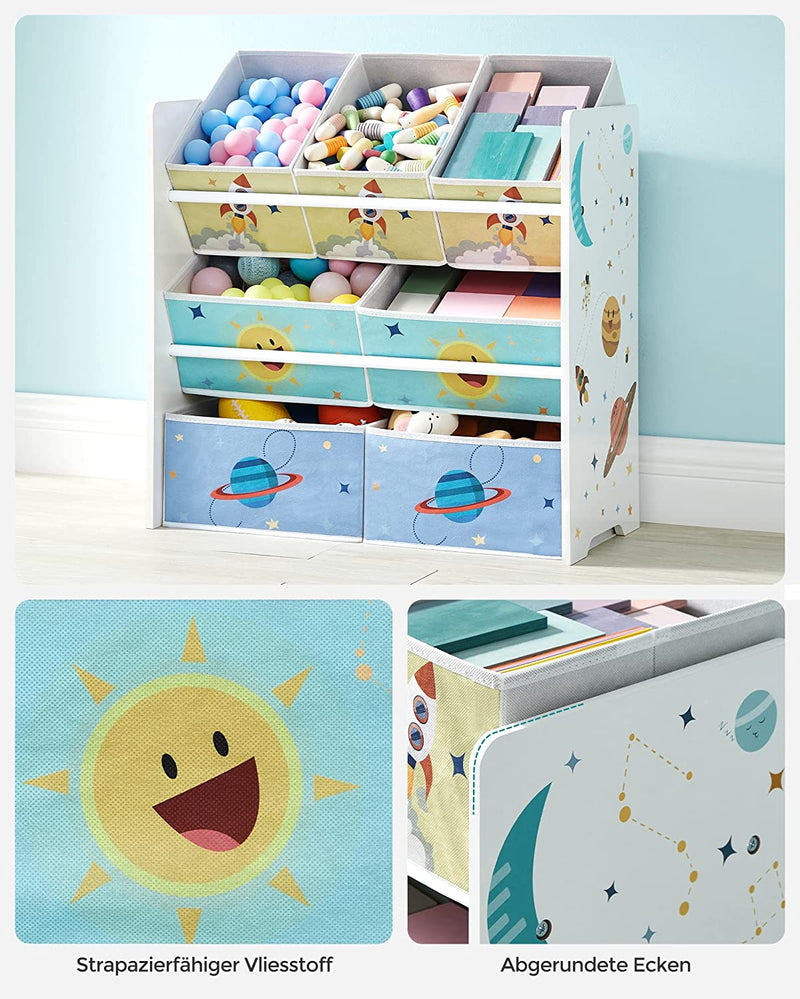 Rack de pépinière - armoire à jouets - avec 7 boîtes de rangement de tissus - blanc