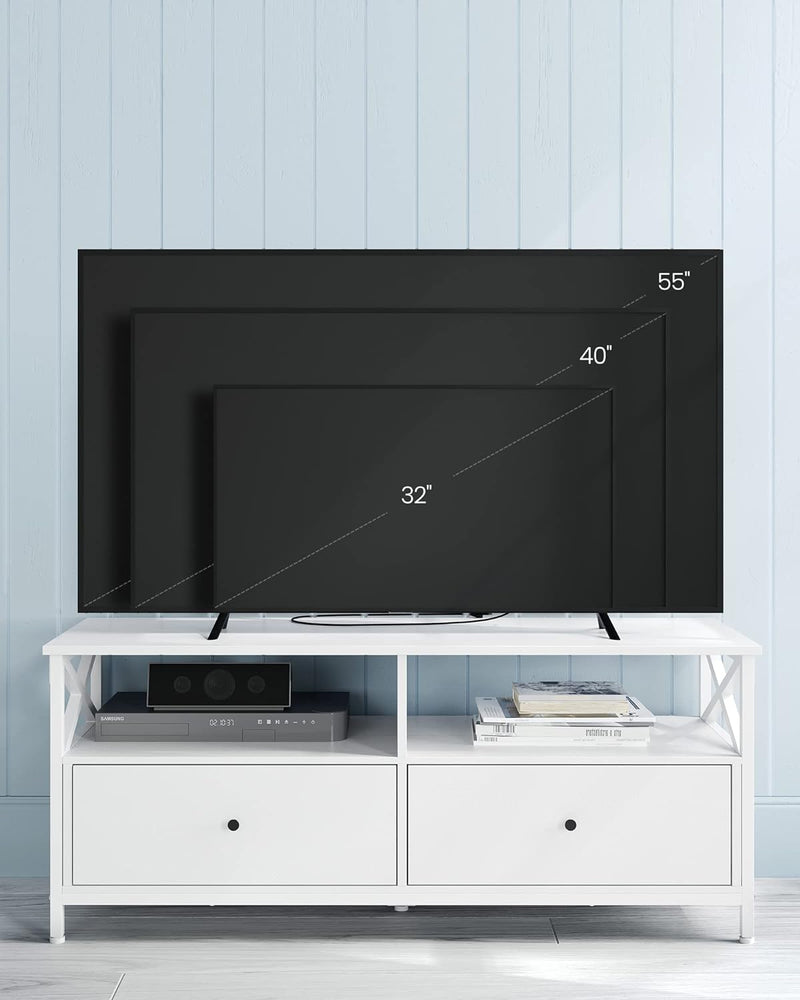 Tv meubel - Lowboard voor televisies tot 55 inch - Met 2 lades - Wit