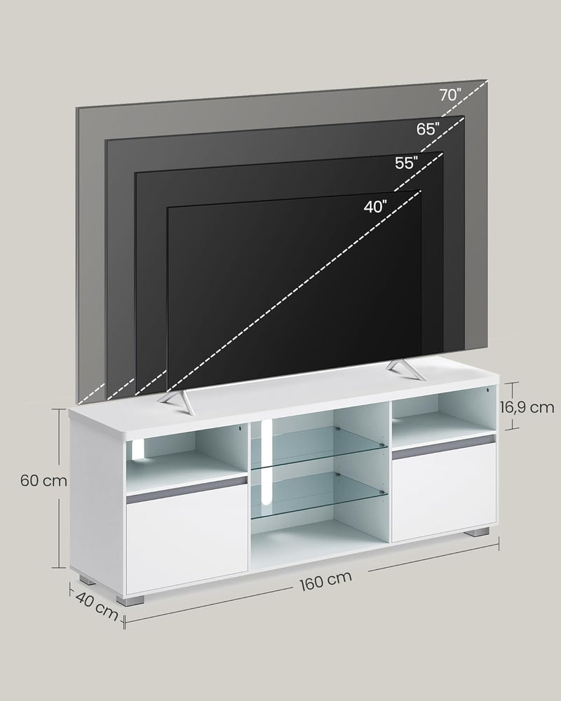 TV -möbler - TV -bord - med öppna hyllor - LED -belysning - 160 cm