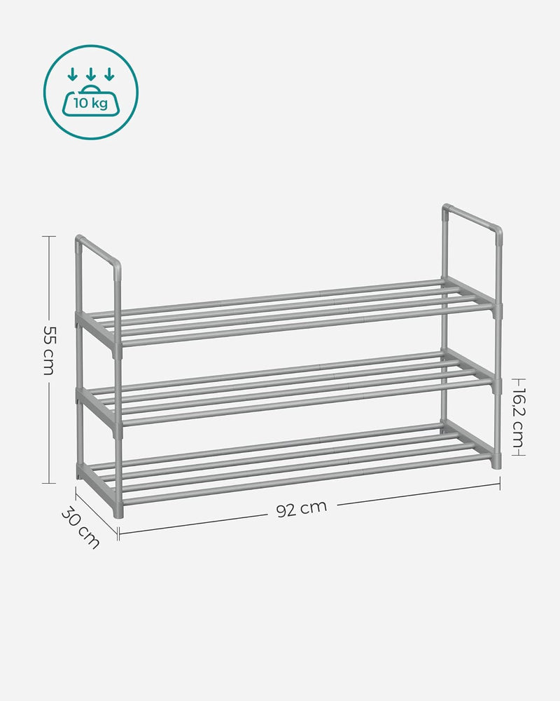 Shoe Rack - Shoe Cabinet - Med 3 nivåer - Metal Frame - Grå