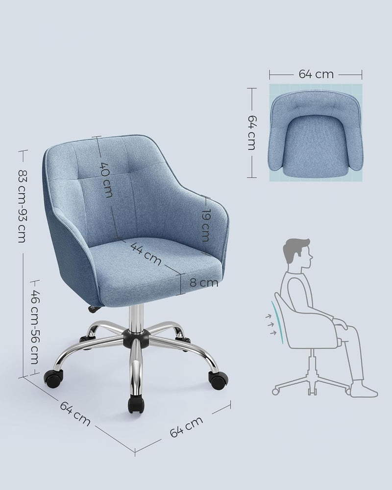 Scaun de birou - scaun de calculator - în înălțime reglabil - albastru