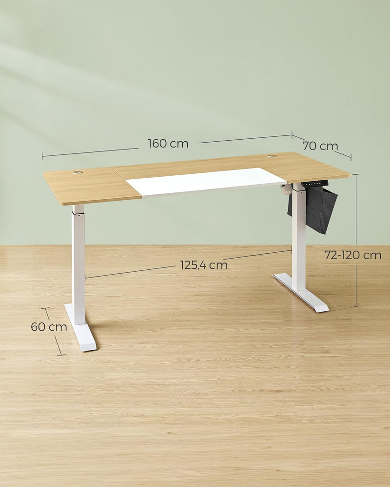 Skrivbord - höjd -justerbar skrivbord - olika positioner - 70 x 160 cm - brunt