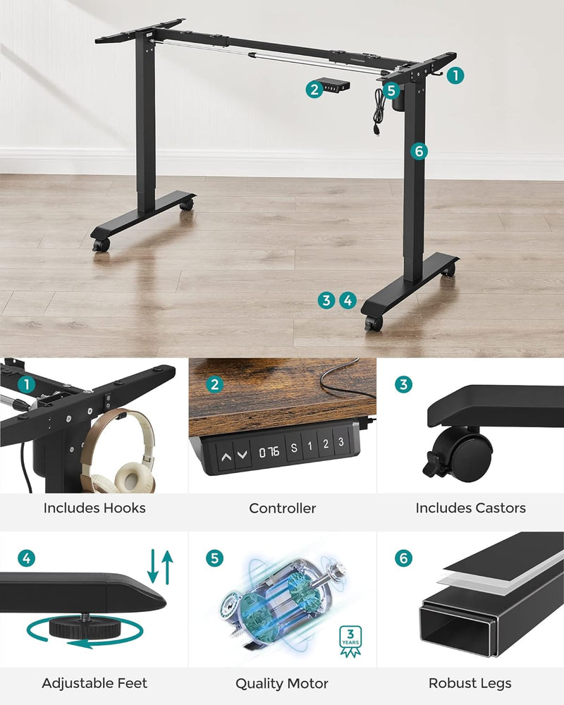 Electric Desk - Korkeus Säädettävä - Bureframe - Office Barn - ilman työpöytä -