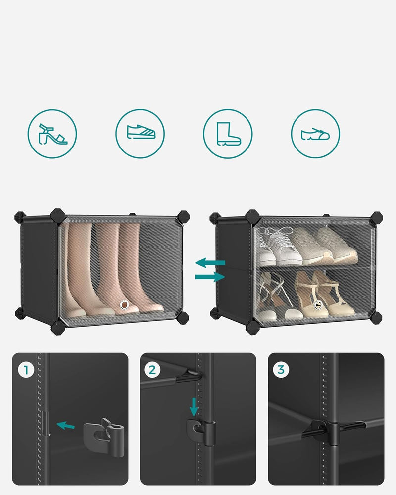 Skoskab - sko rack - med 10 rum - sort