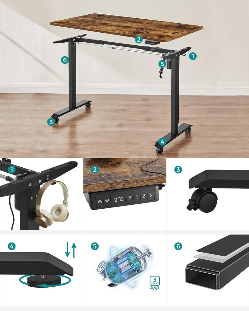 Sit Stand Desk - Computed Table - Højdejusterbar - med hjul - skrivebord