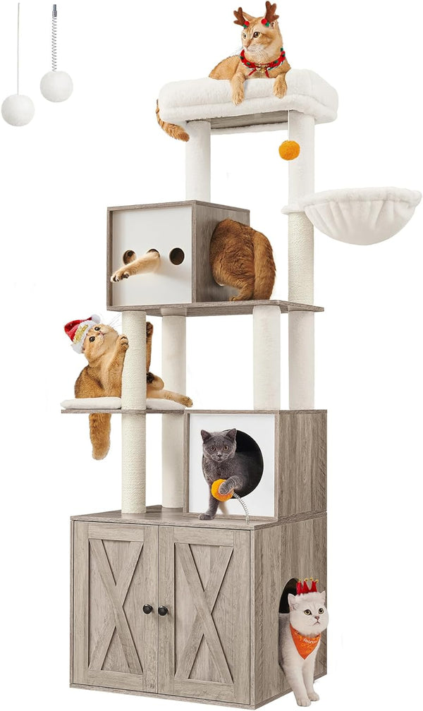 Scratching Post - Med Cat Bakery - Flere plateauer - Wood - Gray