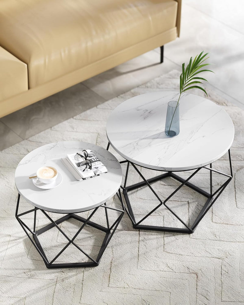 Tableuse - Ensemble de 2 tables basses - noir blanc