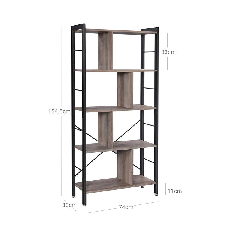 BookPlank - vardagsrumskåp - 4 nivåer - stålram - svartbrun