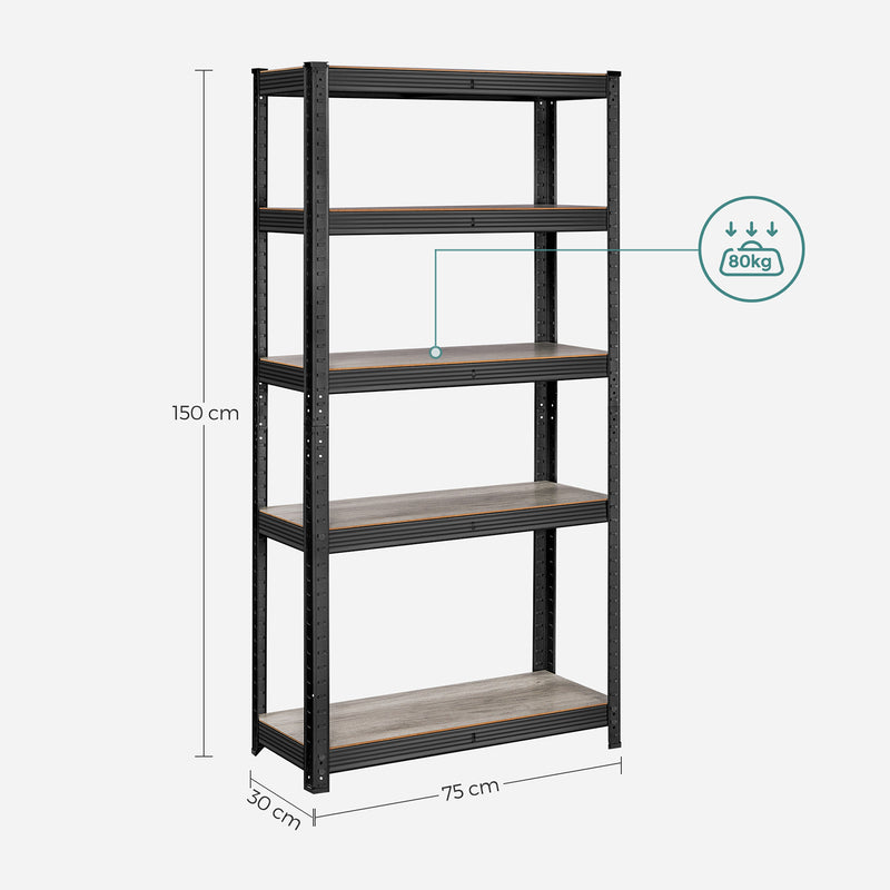 Stellingkasten - Set van 2 - Extra sterk - 5 niveaus - Zwart